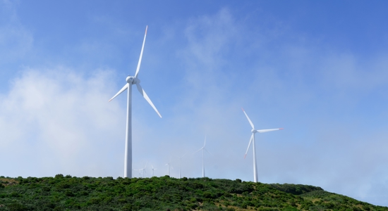 Shot Wind Turbines Mountains